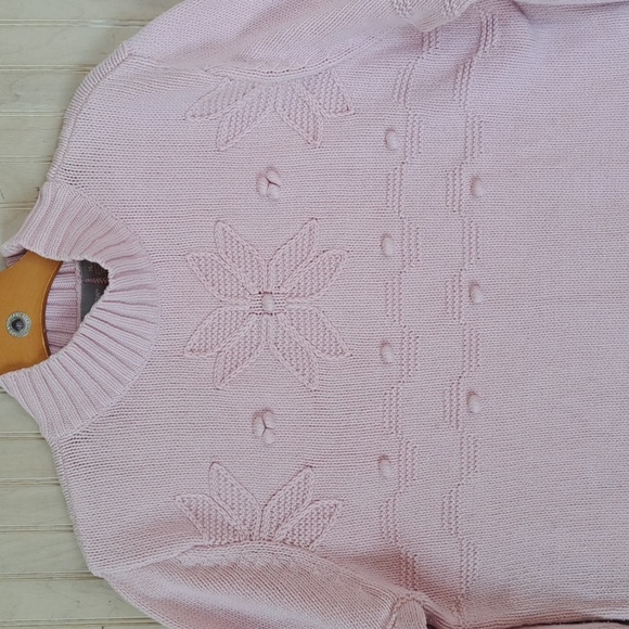 Croft & Barrow Soft Powder Pink Floral Knit Sweater Pullover Mock Neck - Picture 2 of 11